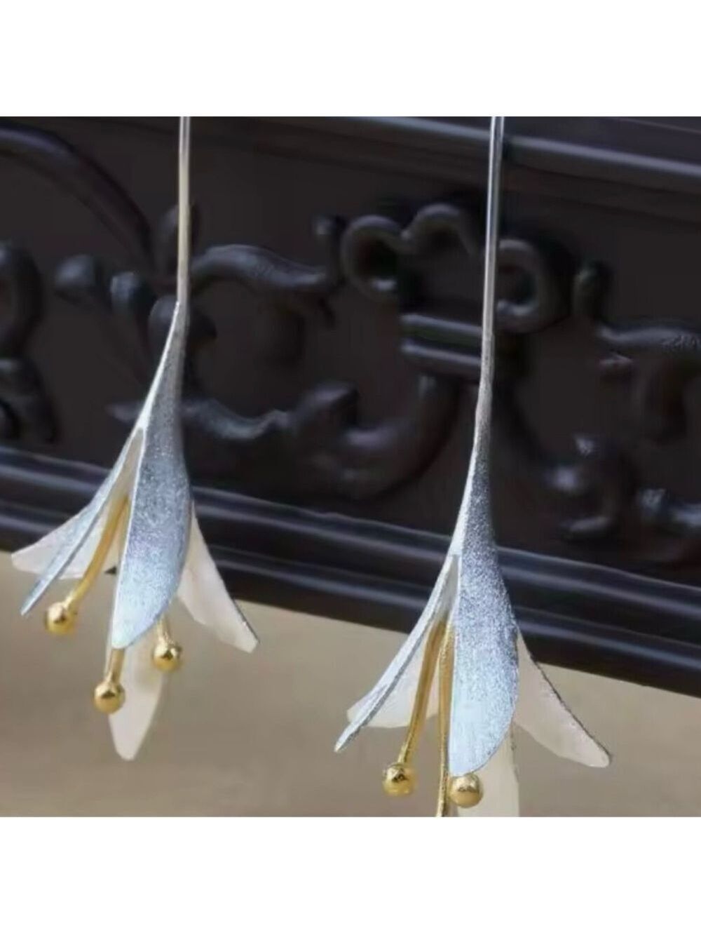 925 Sterling Silver Flower Earrings,, Calla Lily Earrings - Picture 5 of 6